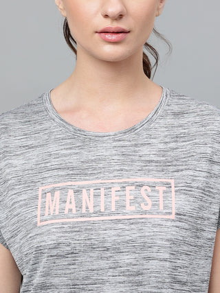 MANIFEST WOMEN BLACK DRI-FIT RELAXED FIT T-SHIRT