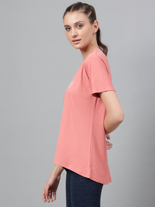 MKH Women Pink Stretch Fit Activity T-Shirt for Fitness and Running