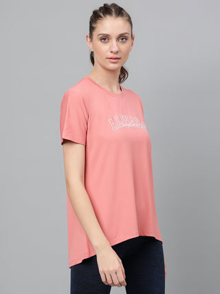 MKH Women Pink Stretch Fit Activity T-Shirt for Fitness and Running