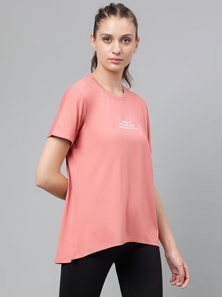 DREAM WOMEN PINK DRI-FIT RELAXED FIT T-SHIRT