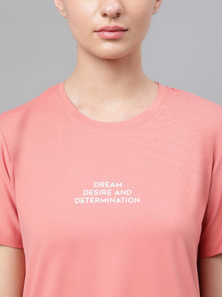 DREAM WOMEN PINK DRI-FIT RELAXED FIT T-SHIRT