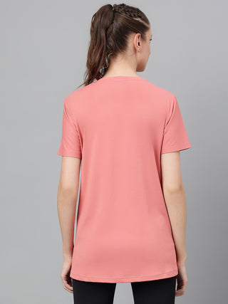 MKH Women Pink Lightweight Breathable T-Shirt for Training Activity