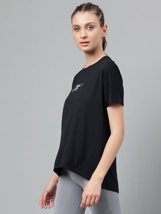 DON'T QUIT WOMEN BLACK DRI-FIT RELAXED FIT T-SHIRT