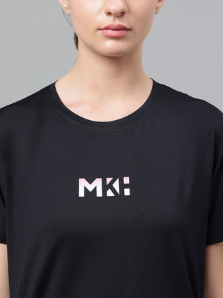 MKH Women Black Breathable Activity Wear Top for Gym Sessions