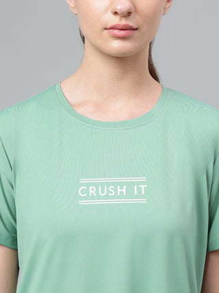 MKH Women Sea Green Comfortable Workout Wear T-Shirt for Outdoor Activity