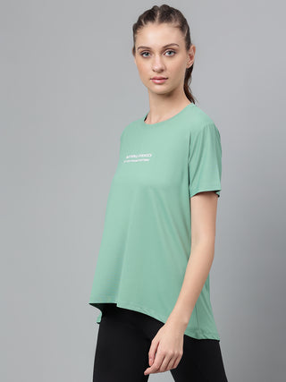 NOTHING CHANGE WOMEN GREEN DRI-FIT RELAXED FIT T-SHIRT