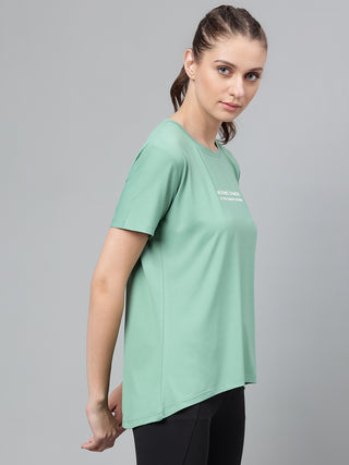 NOTHING CHANGE WOMEN GREEN DRI-FIT RELAXED FIT T-SHIRT