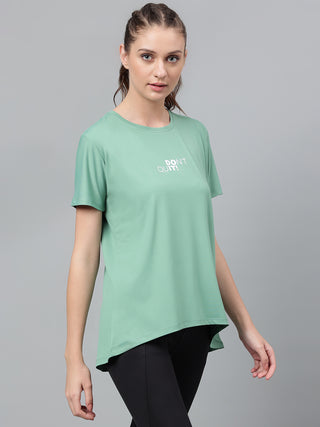 DONT QUIT WOMEN GREEN DRI-FIT RELAXED FIT T-SHIRT