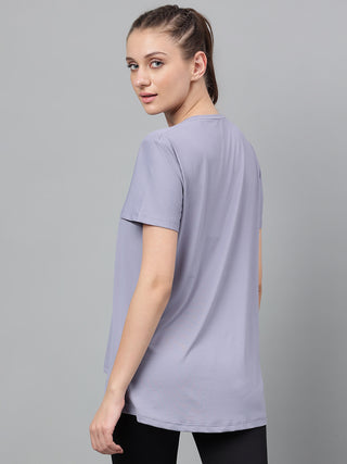 MKH Women Lavender Lightweight Activewear T-Shirt for Fitness Use