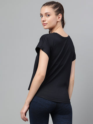 MKH Women Black ActiveRush Fitness Training Top