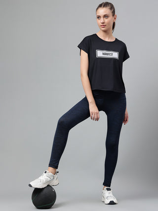 MKH Women Black ActiveRush Fitness Training Top