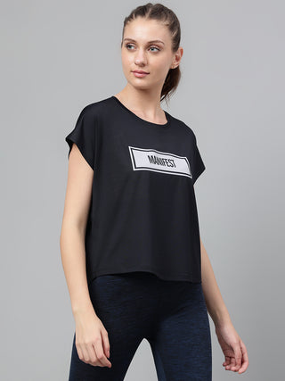 MKH Women Black ActiveRush Fitness Training Top