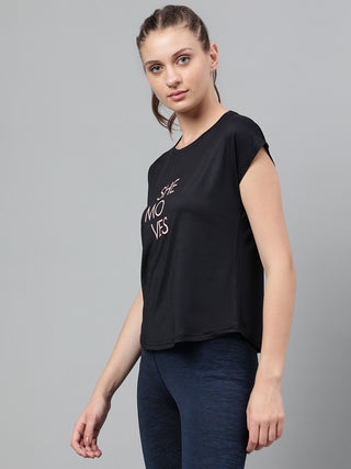 MKH Women Black CoolFlow Daily Activity T Shirt