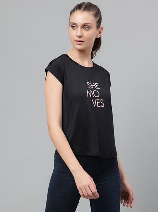 MKH Women Black CoolFlow Daily Activity T Shirt