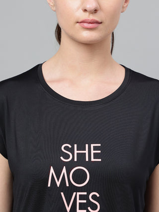 MKH Women Black CoolFlow Daily Activity T Shirt