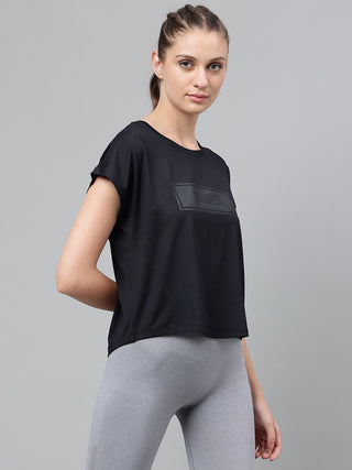 MANIFEST WOMEN BLACK DRI-FIT RELAXED FIT T-SHIRT