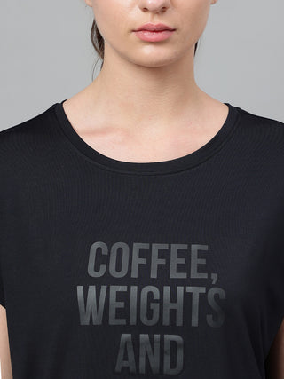 MKH Women Black UrbanMotion Fitness Wear T Shirt