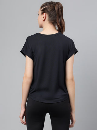MKH Women Black AeroRush Daily Fitness T Shirt