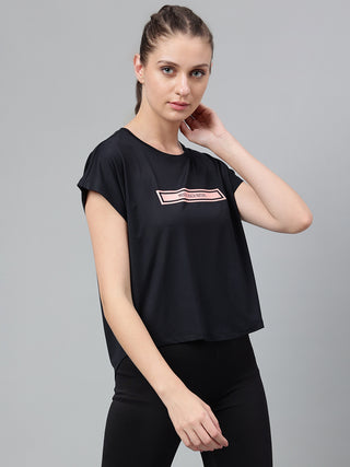MKH Women Black AeroRush Daily Fitness T Shirt