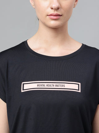 MKH Women Black AeroRush Daily Fitness T Shirt