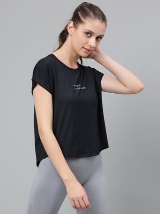 MKH Women Black MoveTrack Sports Workout Top
