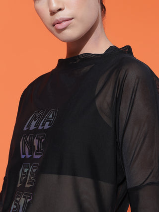 MKH Mesh Fashion Workout Top – Black