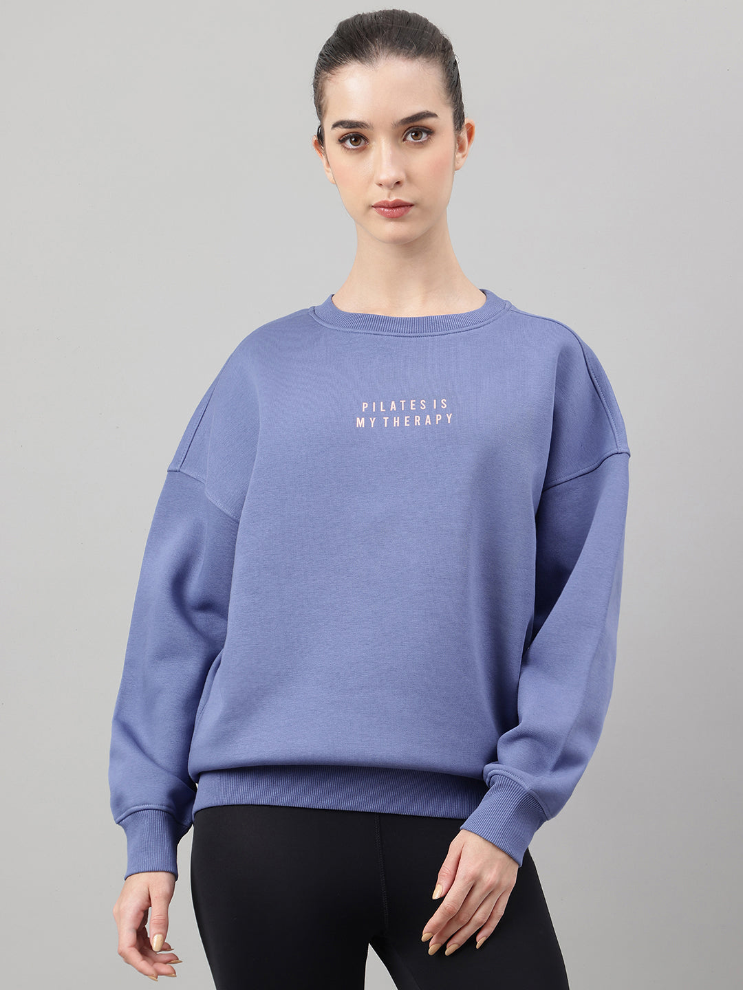 MKH Slate Blue Women Daily Comfort Cotton Fleece Sweatshirt