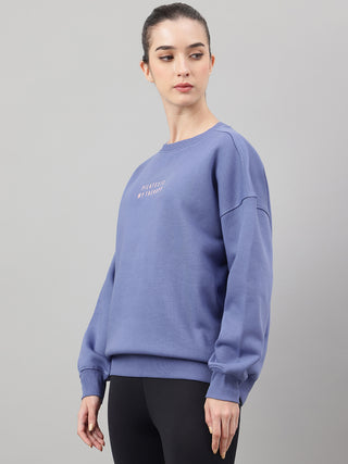 MKH Slate Blue Women Daily Comfort Cotton Fleece Sweatshirt