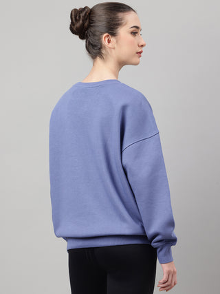 MKH Slate Blue Women Daily Comfort Cotton Fleece Sweatshirt