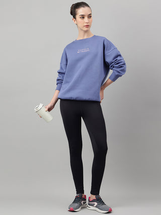 MKH Slate Blue Women Daily Comfort Cotton Fleece Sweatshirt