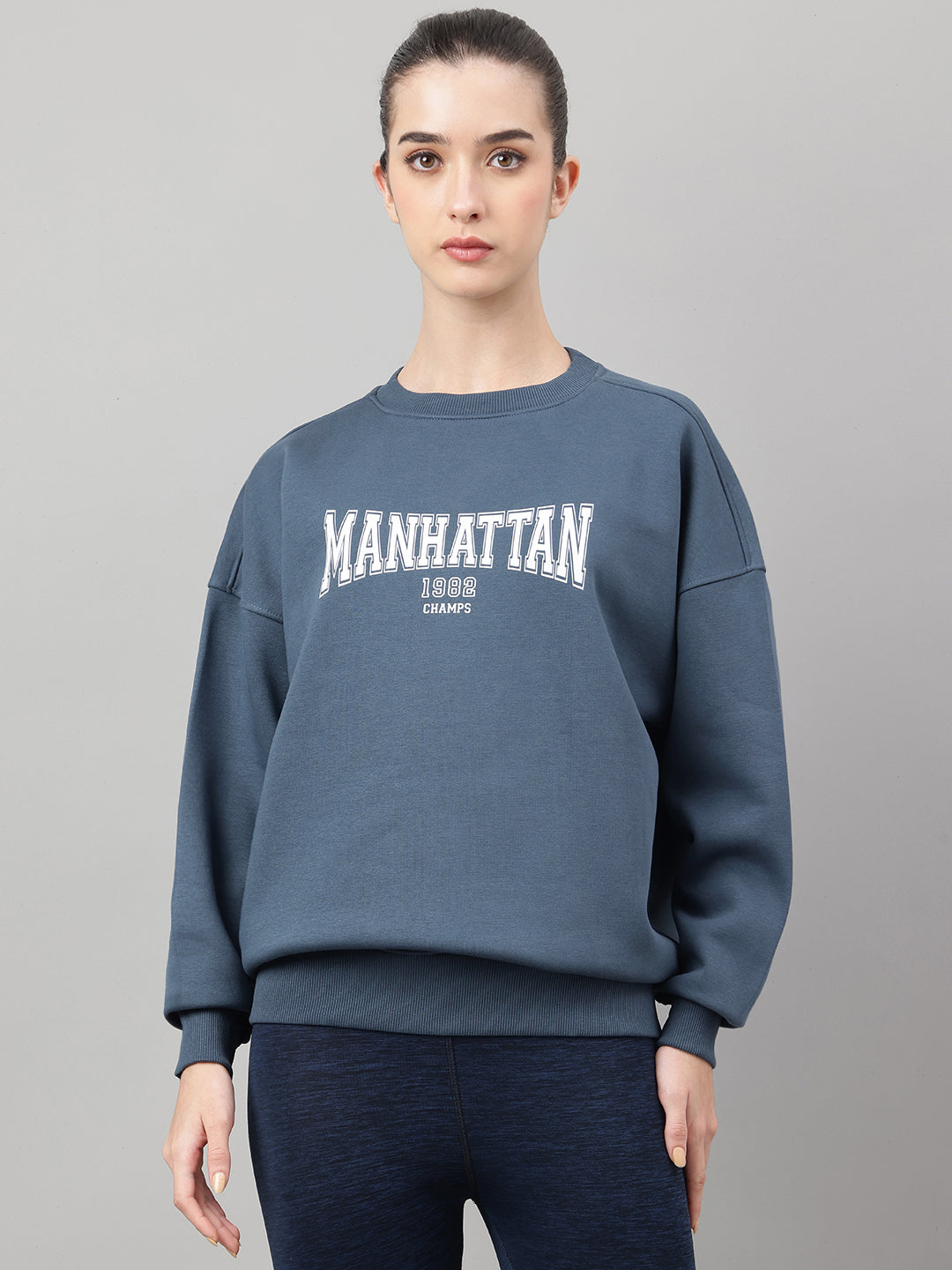 MKH Teal Blue Women CloudSoft Cotton Fleece Sweatshirt