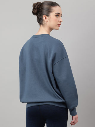 MKH Teal Blue Women CloudSoft Cotton Fleece Sweatshirt