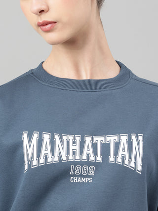 MKH Teal Blue Women CloudSoft Cotton Fleece Sweatshirt