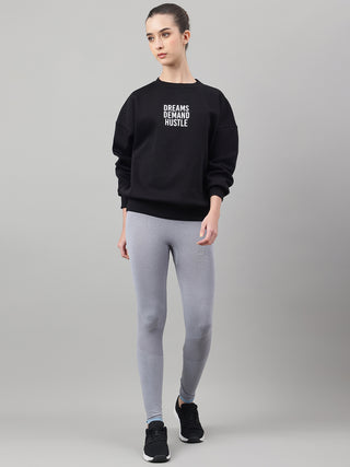 MKH Black Women All-Day Comfort Cotton Fleece Sweatshirt
