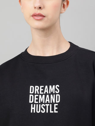 MKH Black Women All-Day Comfort Cotton Fleece Sweatshirt