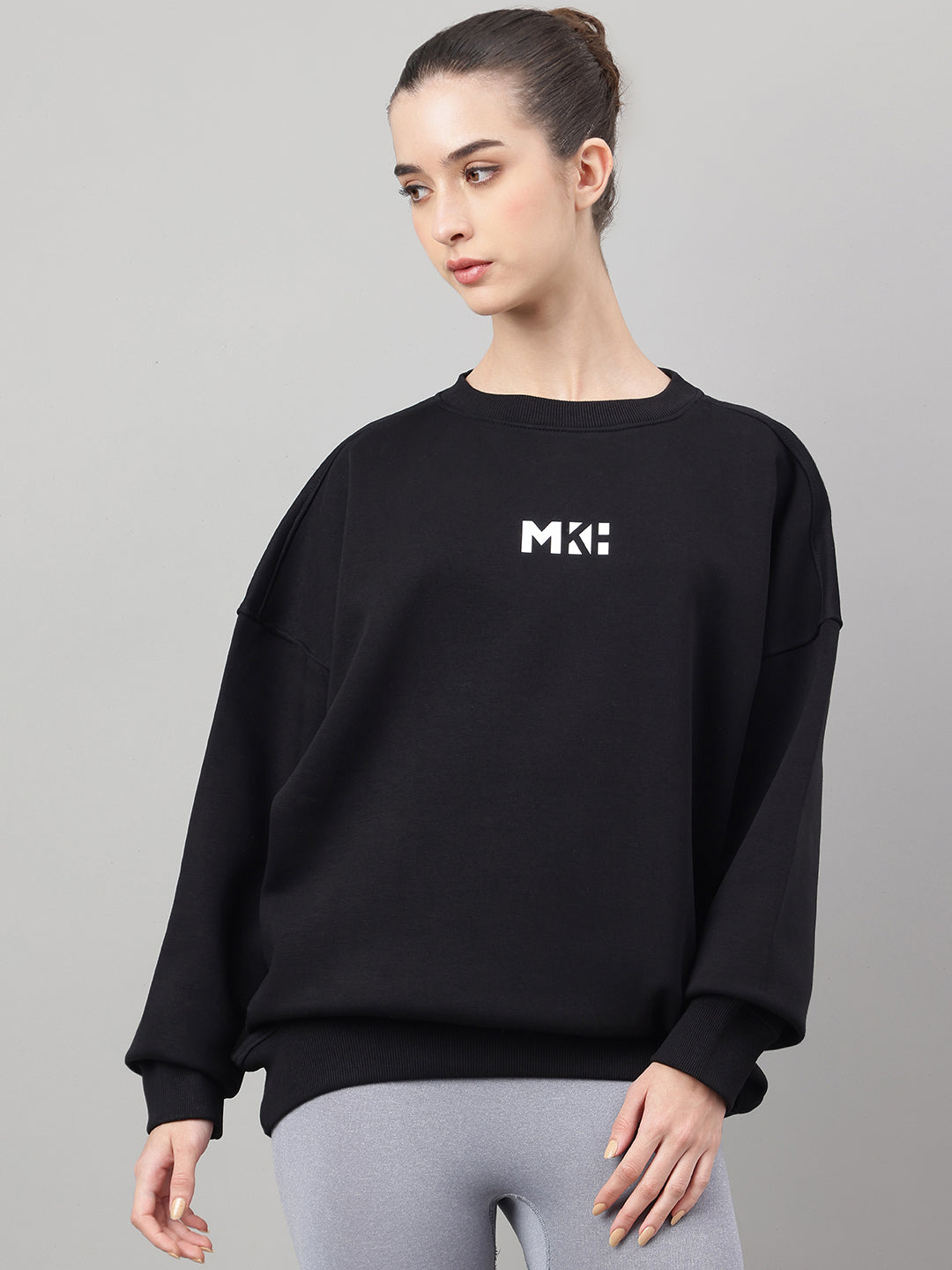 MKH Black Women Easy Street Cotton Fleece Sweatshirt