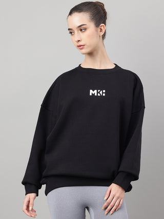 MKH Black Women Easy Street Cotton Fleece Sweatshirt