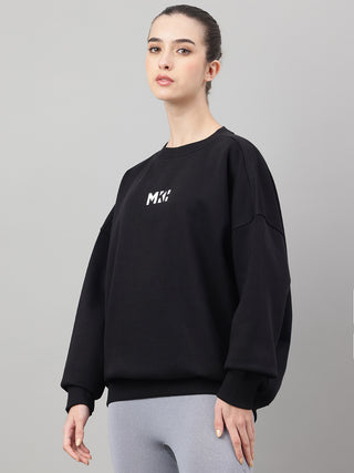 MKH Black Women Easy Street Cotton Fleece Sweatshirt