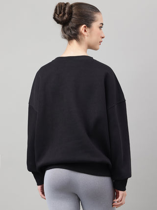 MKH Black Women Easy Street Cotton Fleece Sweatshirt
