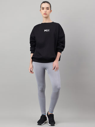 MKH Black Women Easy Street Cotton Fleece Sweatshirt
