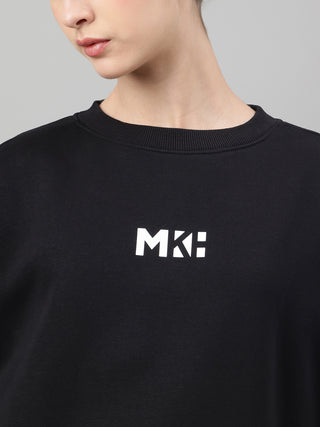 MKH Black Women Easy Street Cotton Fleece Sweatshirt