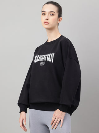 MKH Black Women Luxe Feel Cotton Fleece Sweatshirt