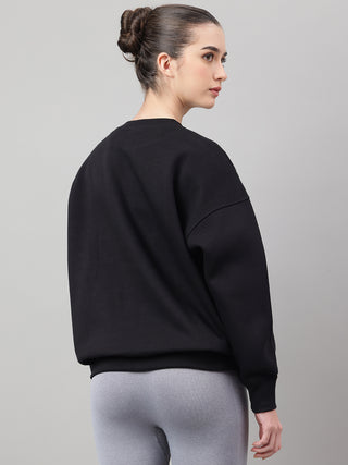 MKH Black Women Luxe Feel Cotton Fleece Sweatshirt