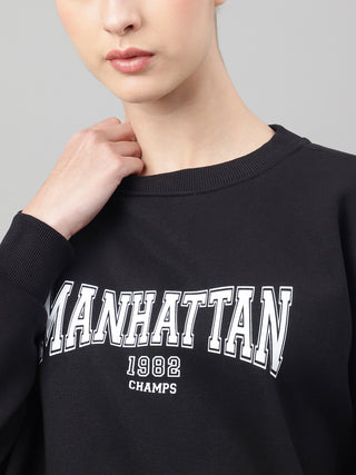 MKH Black Women Luxe Feel Cotton Fleece Sweatshirt