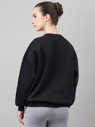 MKH Black Women Travel Ready Cotton Fleece Sweatshirt