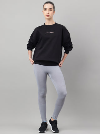 MKH Black Women Travel Ready Cotton Fleece Sweatshirt