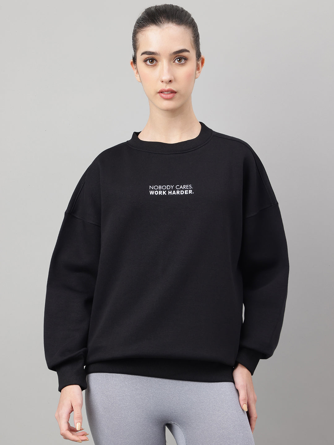 MKH Black Women Soft Touch Cotton Fleece Sweatshirt