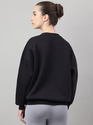 MKH Black Women Soft Touch Cotton Fleece Sweatshirt