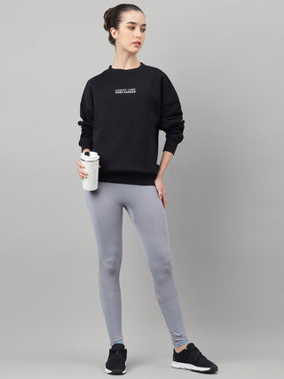 MKH Black Women Soft Touch Cotton Fleece Sweatshirt