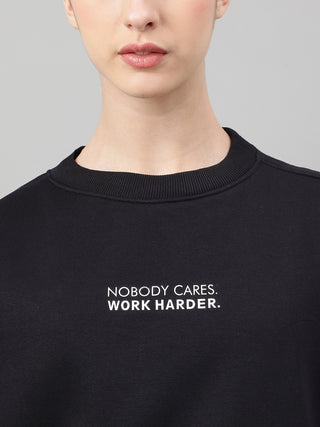 MKH Black Women Soft Touch Cotton Fleece Sweatshirt